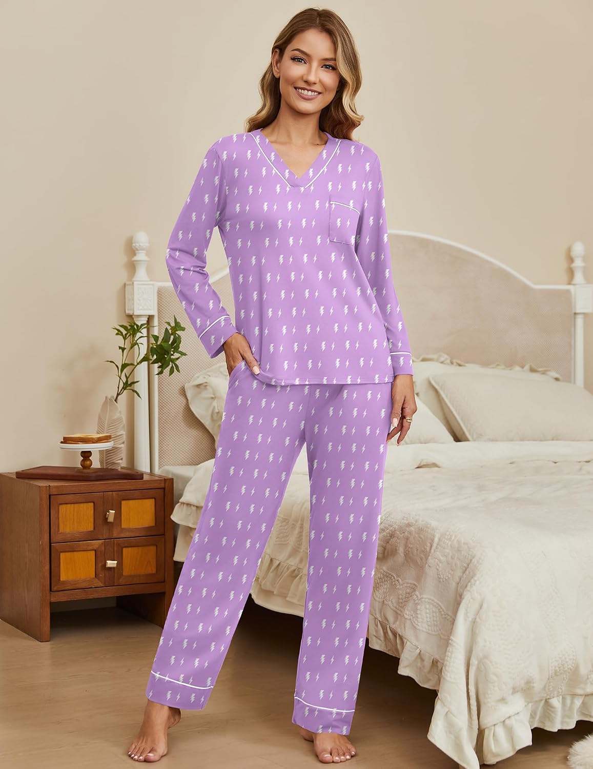 Ekouaer Womens Pajamas Sets 2 Piece PJs Long Sleeve Sleepwear Loungewear