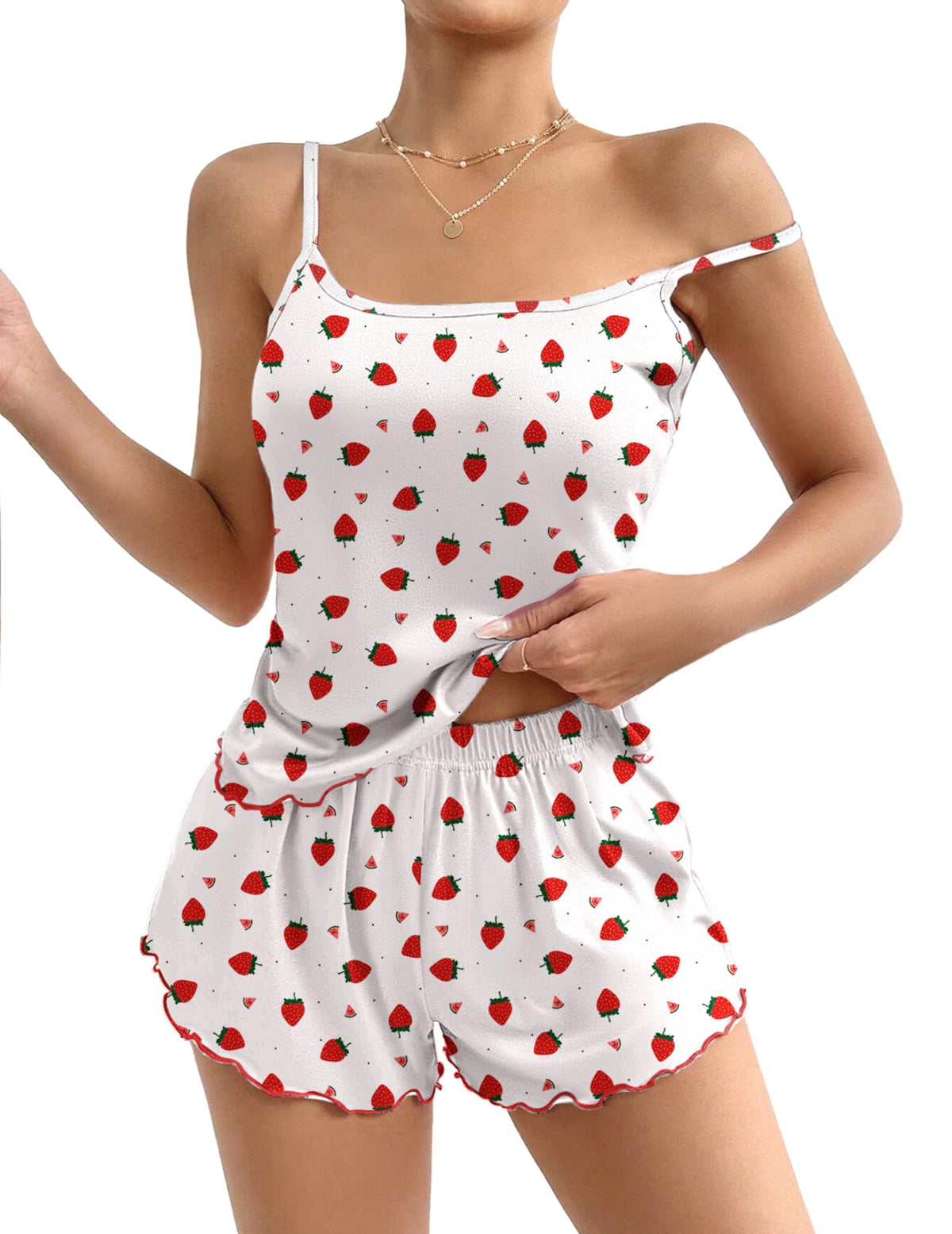Ekouaer Womens Cami Pajama Set Cute Printed Camisole Shorts Sleepwear