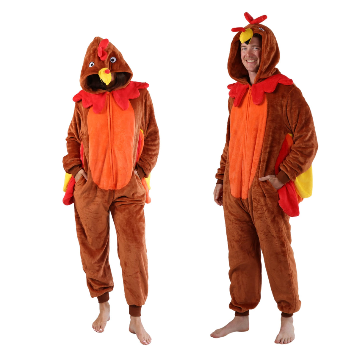 Funziez! Slim Fit Adult Onesie - Animal Costume - Plush Unisex Halloween One Piece Cosplay Suit for Women and Men