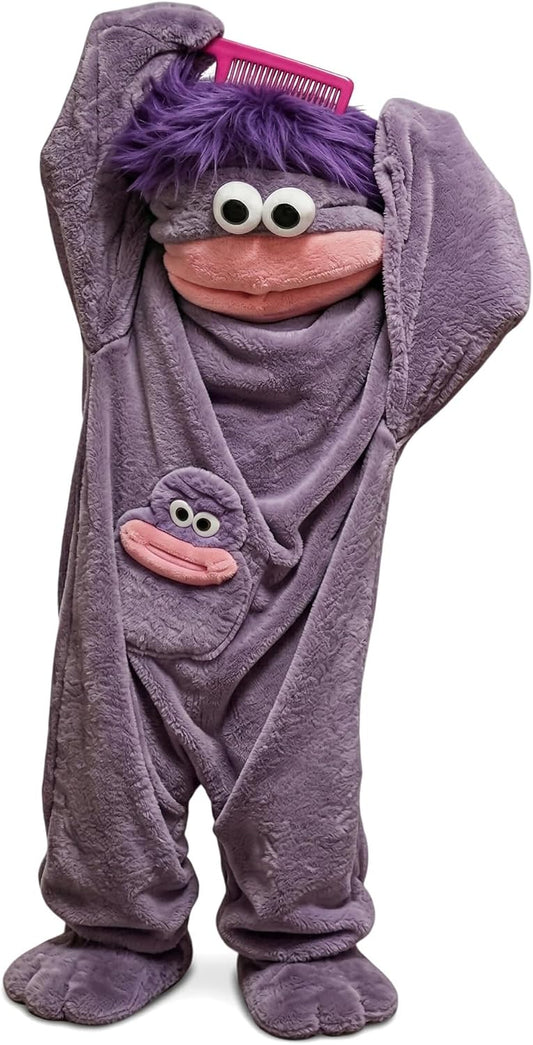 Monster Onesie Adult – Big Mouth Monster Onesie Pajamas, Silly Onesie Costume for Halloween, Parties & Loungewear