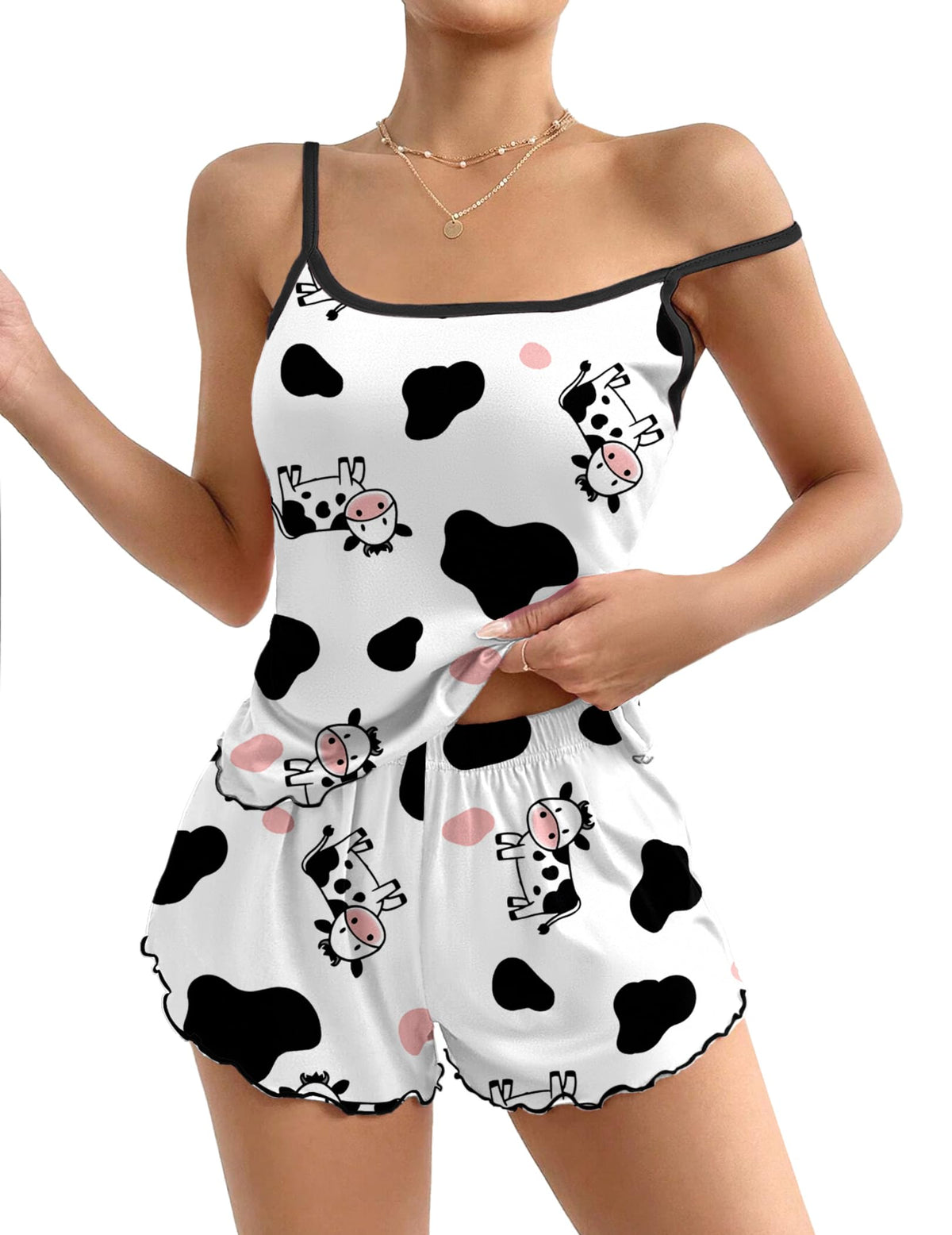 Ekouaer Womens Cami Pajama Set Cute Printed Camisole Shorts Sleepwear