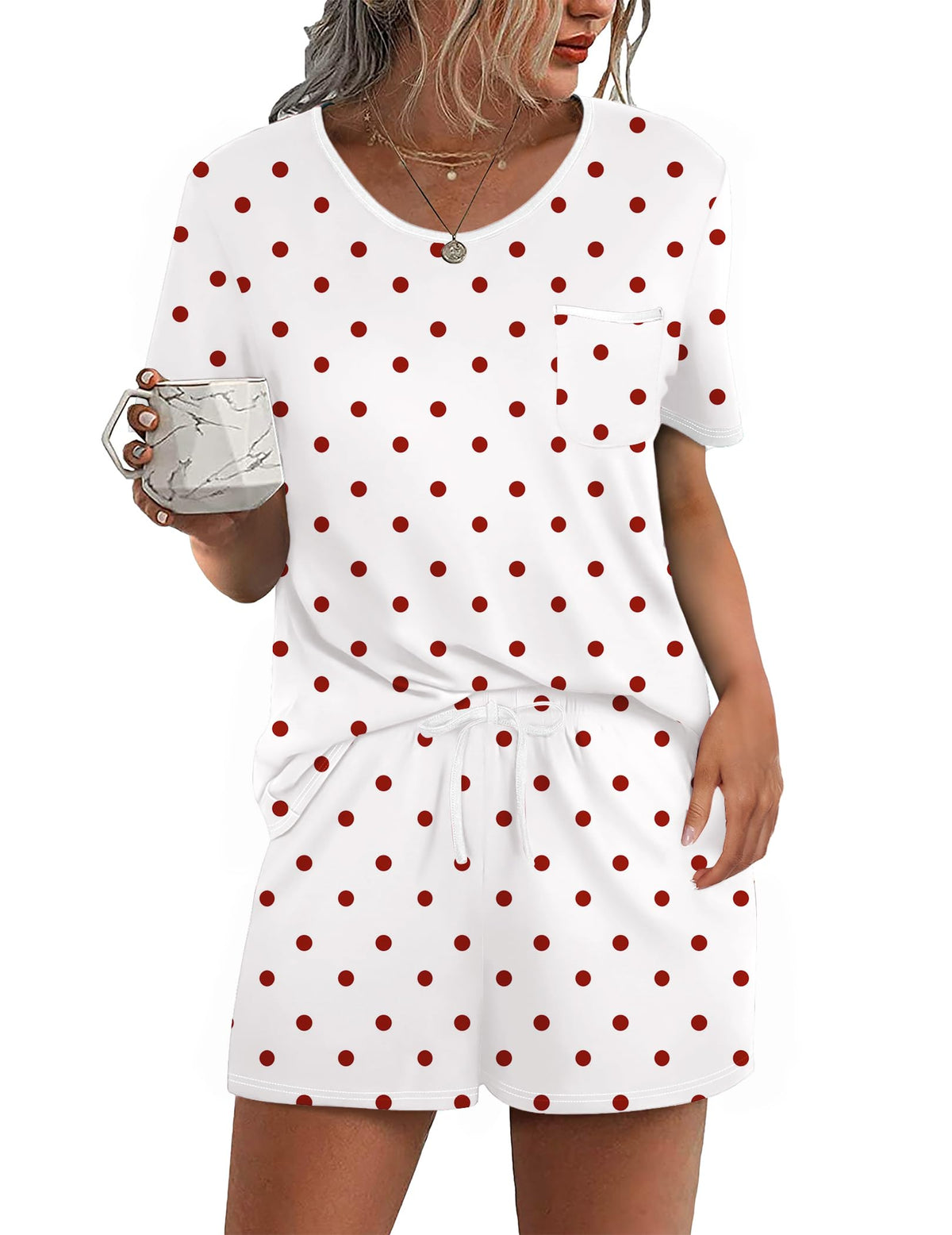 Ekouaer Pajamas for Womens Set 2 Piece Soft Sleepwear, Chest Pocket