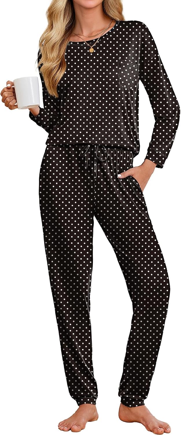 Ekouaer Womens Pajama Sets Long Sleeve Pjs Lounge Sets Joggers with Pockets