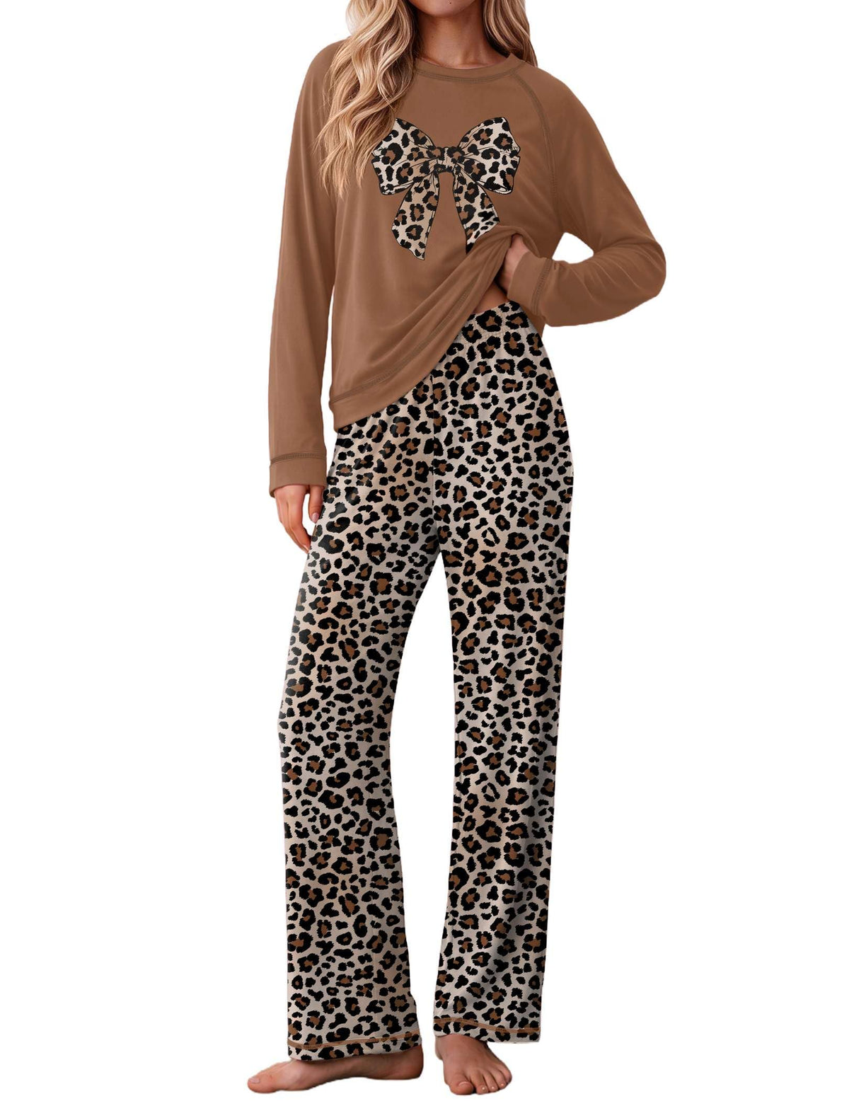 Ekouaer Womens Pajamas Long Sleeve Pjs Soft Loungewear 2 Piece Lounge Sets