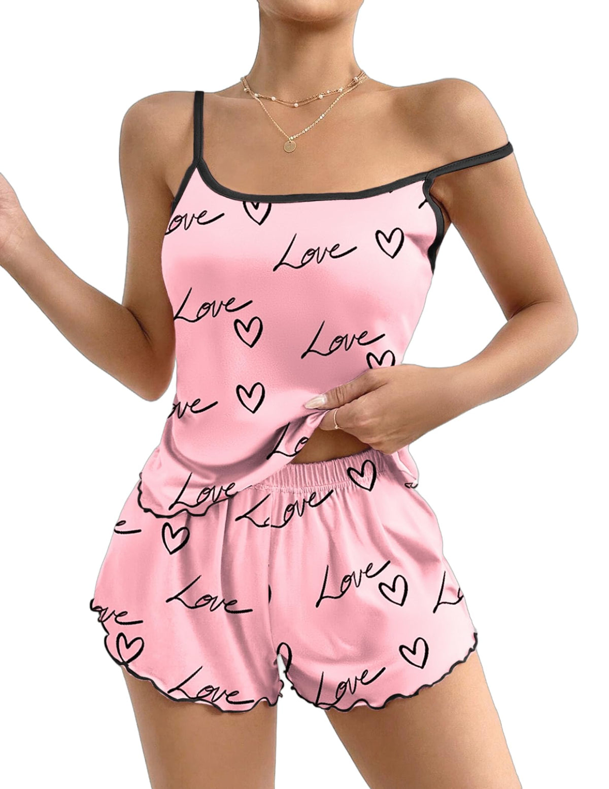 Ekouaer Womens Cami Pajama Set Cute Printed Camisole Shorts Sleepwear