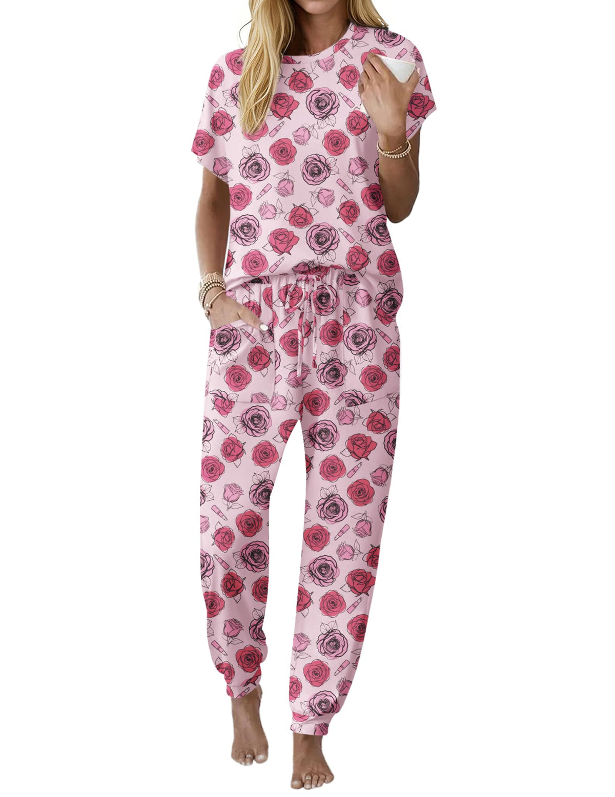 Ekouaer Womens Pajama Sets 100% Cotton Pjs 2 Piece Jogger Pants Lounge Sets