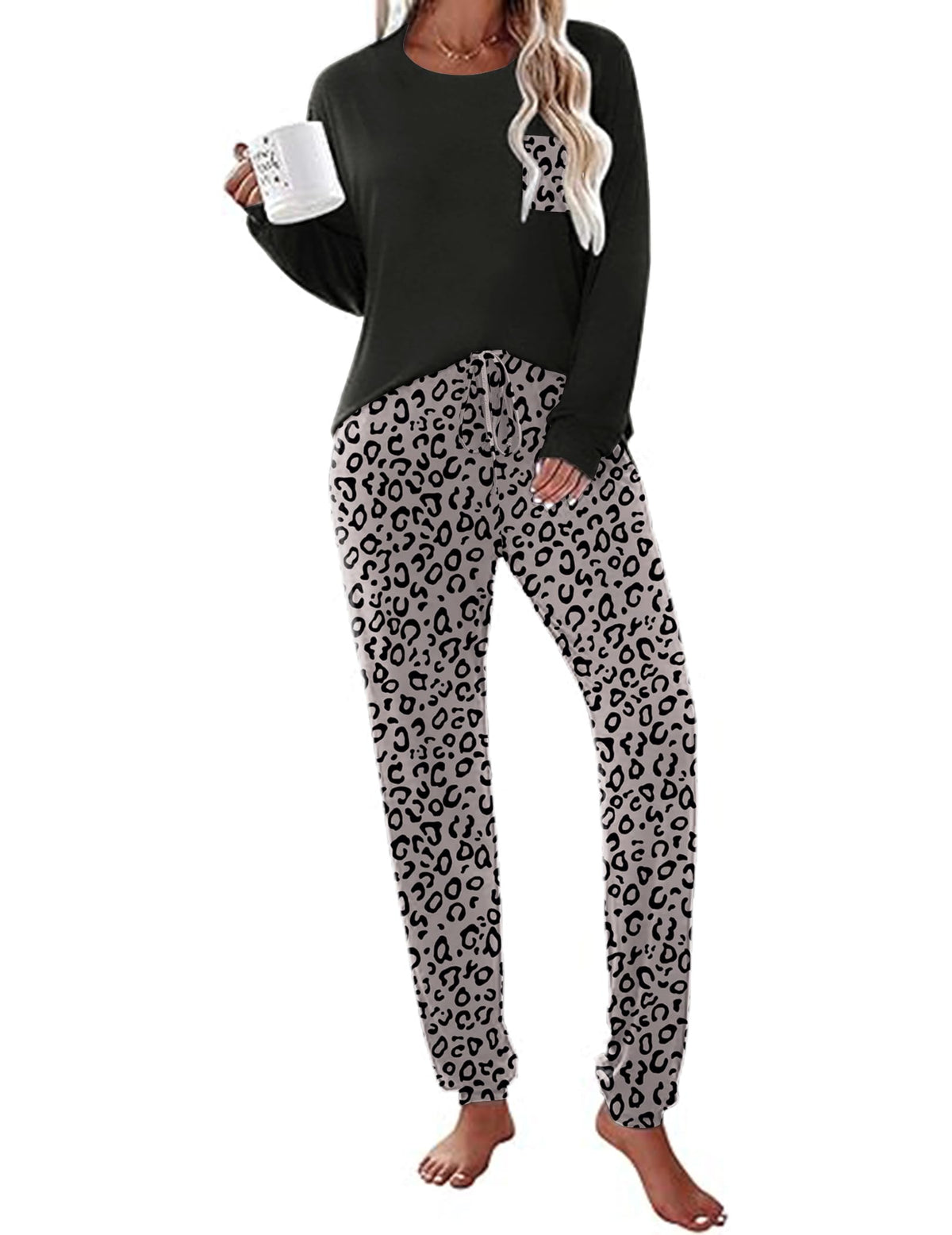 Ekouaer Womens Pajama Sets Long Sleeve Pjs Lounge Sets Joggers with Pockets