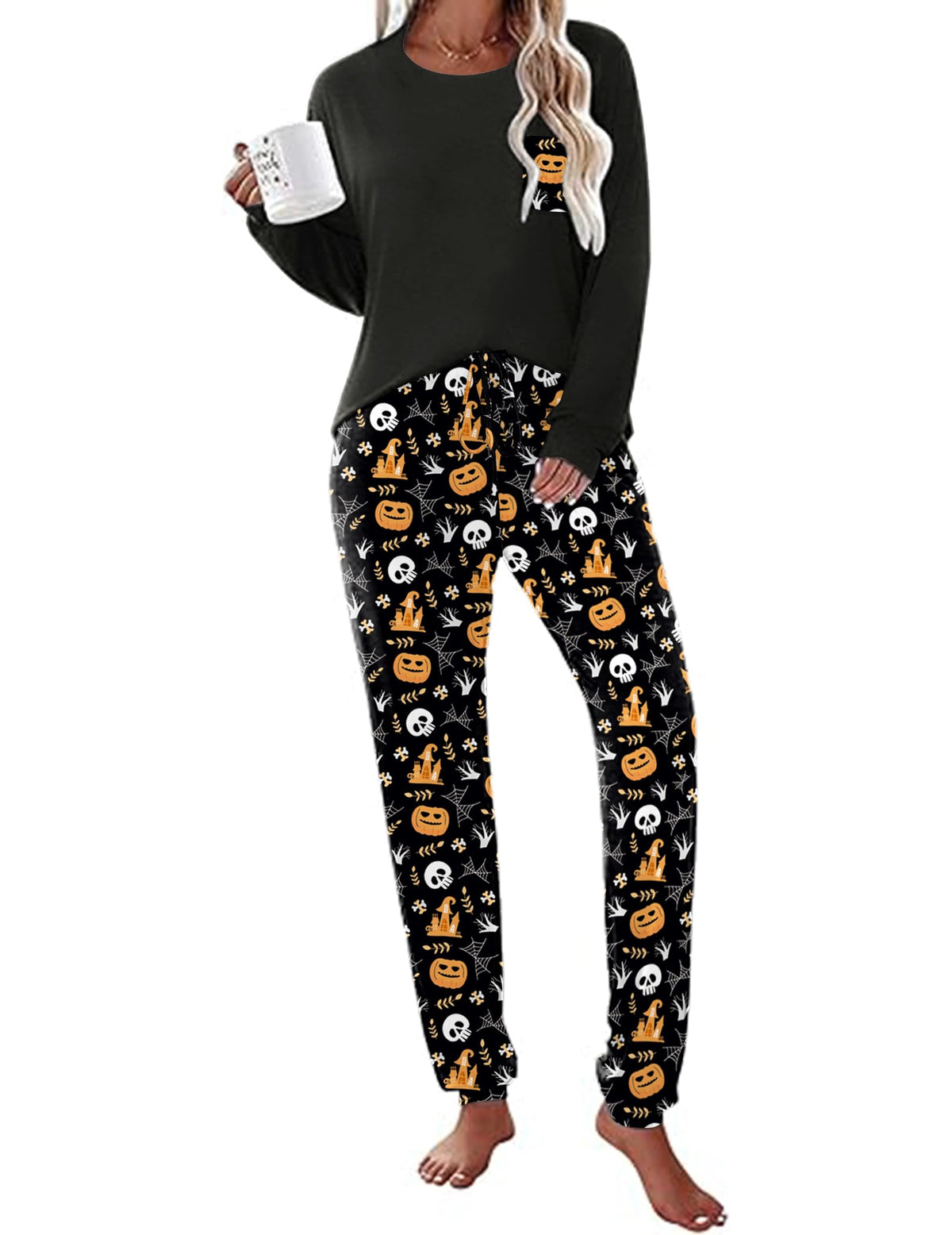 Ekouaer Womens Pajama Sets Long Sleeve Pjs Lounge Sets Joggers with Pockets