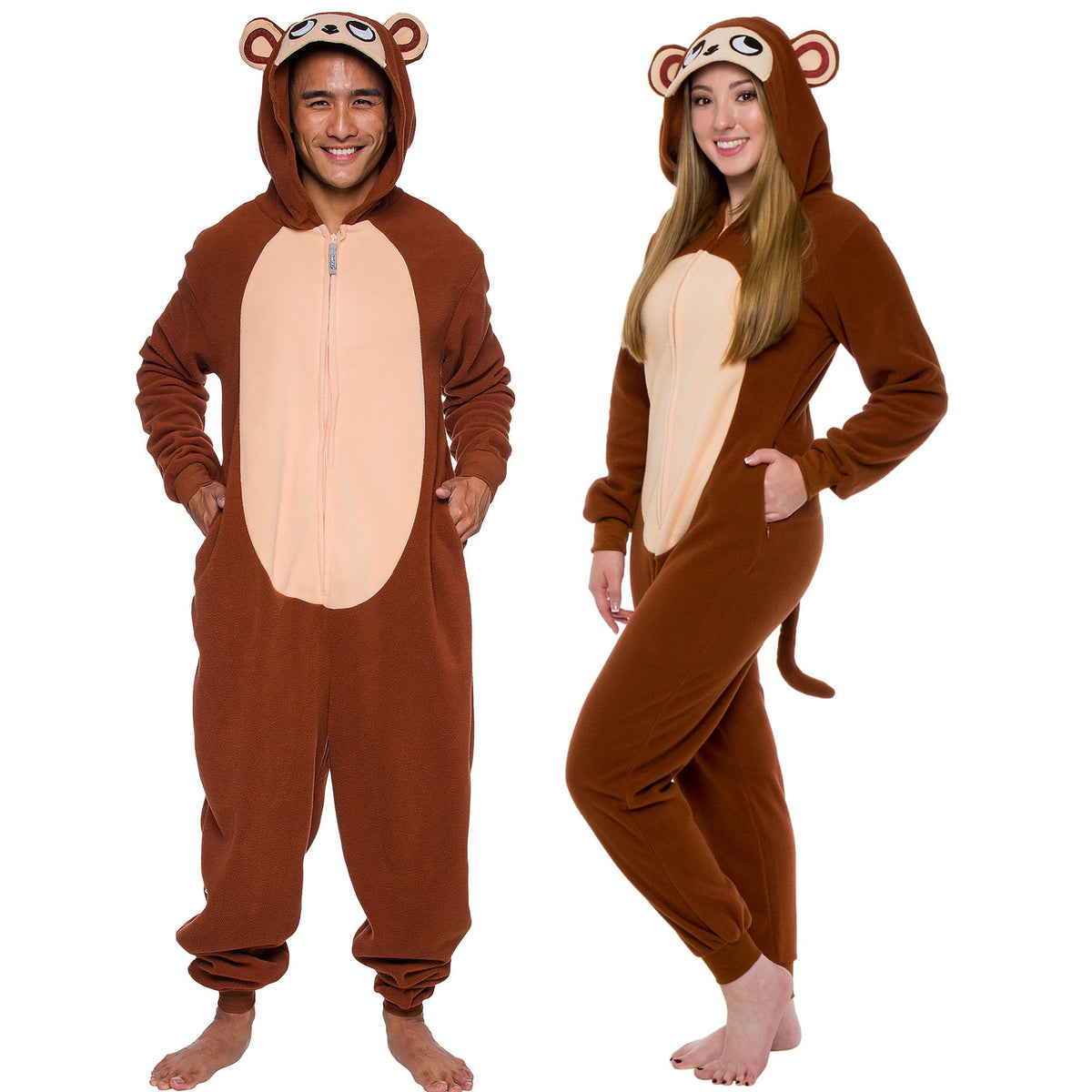 Funziez! Slim Fit Adult Onesie - Animal Costume - Plush Unisex Halloween One Piece Cosplay Suit for Women and Men