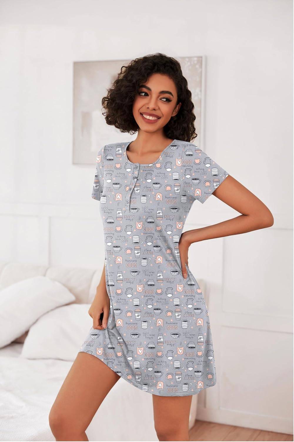 Ekouaer 3 Pack Nightgowns for Women Short Sleeve Sleepshirt Night Shirts