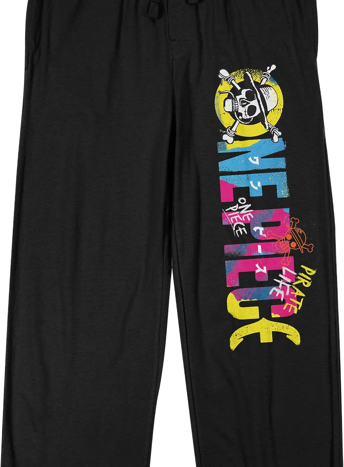 Bioworld One Piece Live Action Colorful Logo Men's Black Sleep Pajama Pants