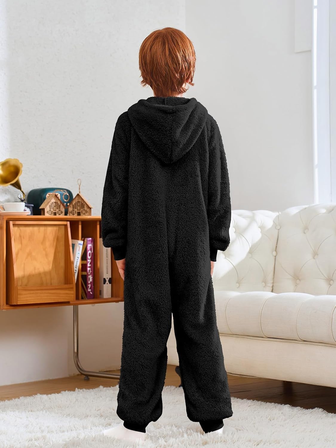 rrhss Boys Fleece Hooded Onesie Pajamas Kid Long Sleeve One Piece Sleepwear