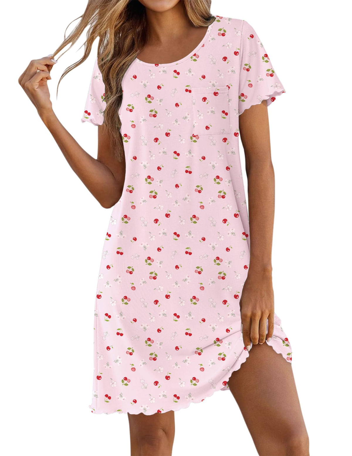 Ekouaer Bamboo Viscose Sleep Shirts for Women Short Sleeve Nightgowns