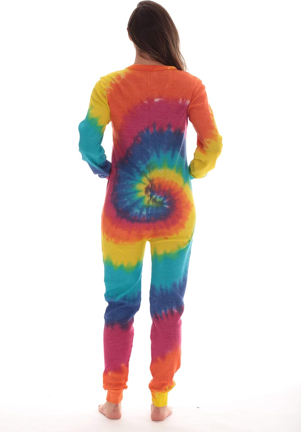 #followme Womens Henley Thermal Onesie Buffalo Plaid and Tie Dye