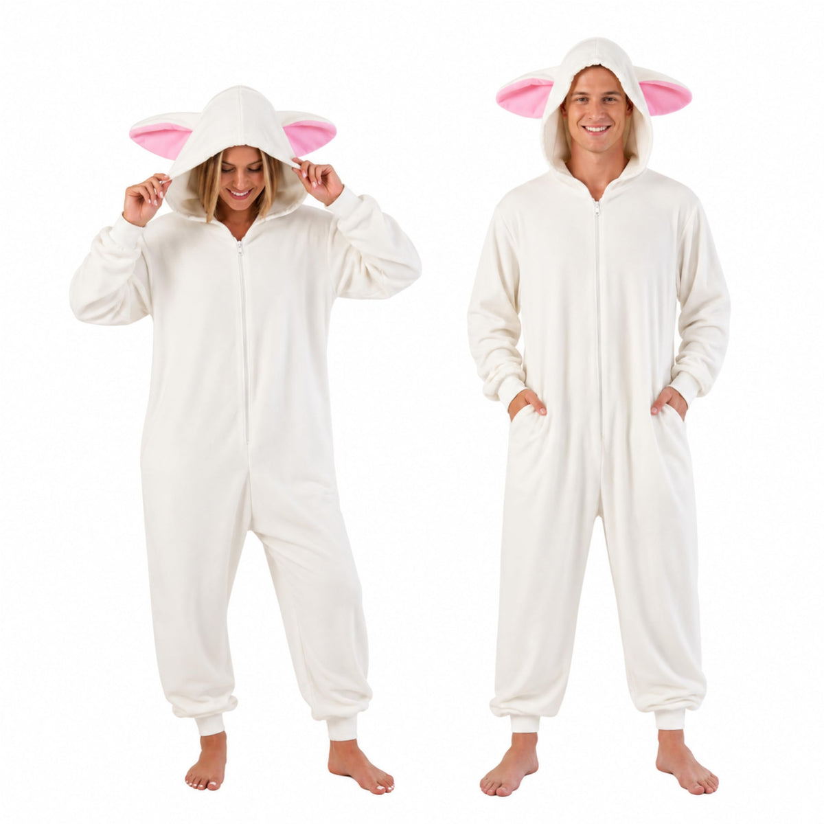 Funziez! Slim Fit Adult Onesie - Animal Costume - Plush Unisex Halloween One Piece Cosplay Suit for Women and Men