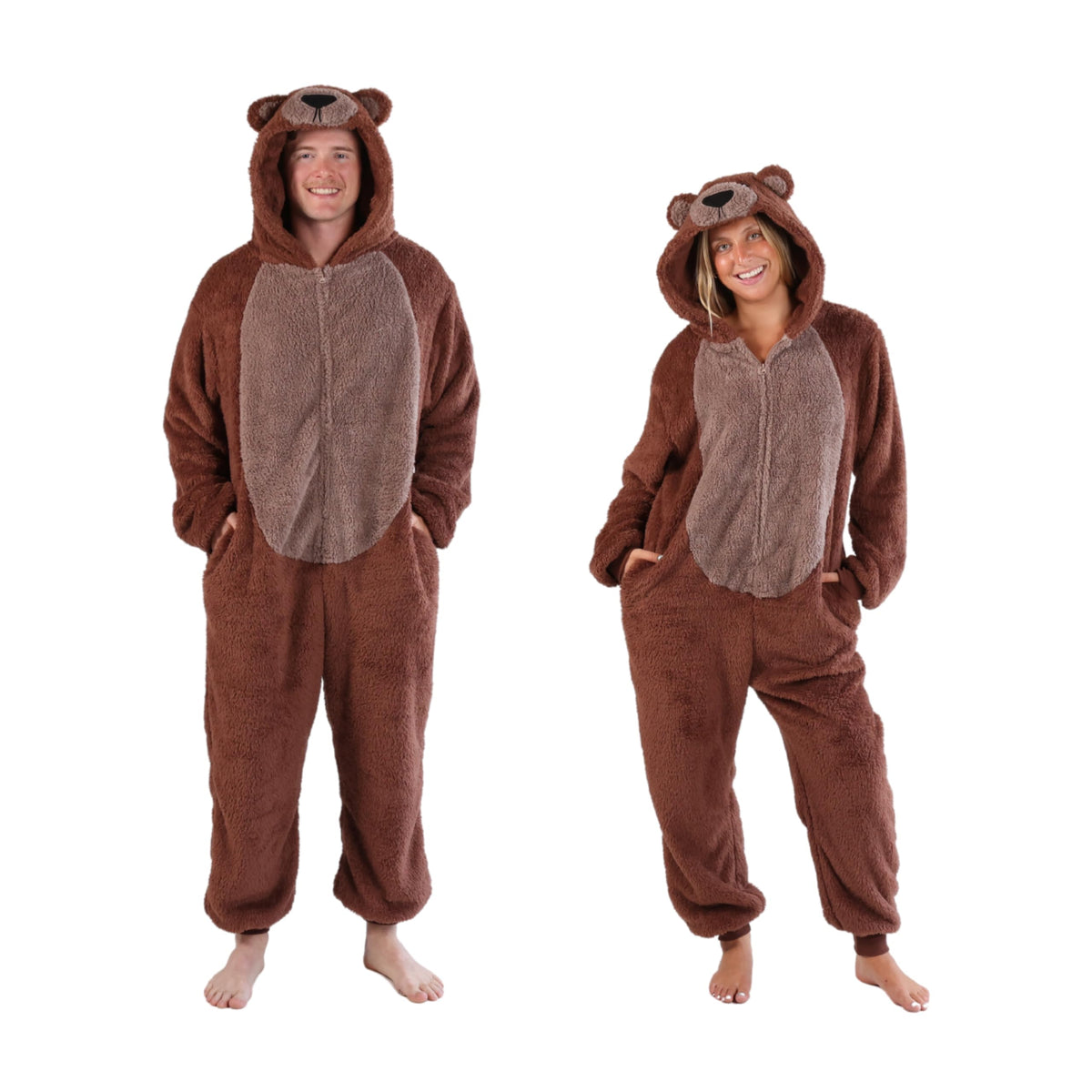 Funziez! Slim Fit Adult Onesie - Animal Costume - Plush Unisex Halloween One Piece Cosplay Suit for Women and Men