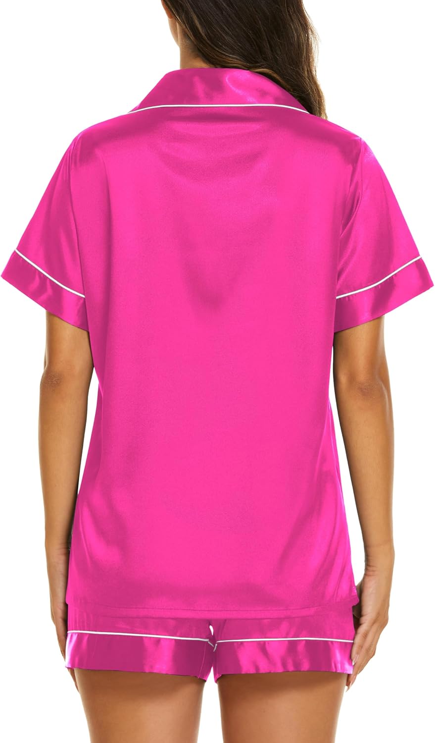 Ekouaer Womens Pajamas Silk Satin Short Sleeve Button Down Pjs Shorts Set
