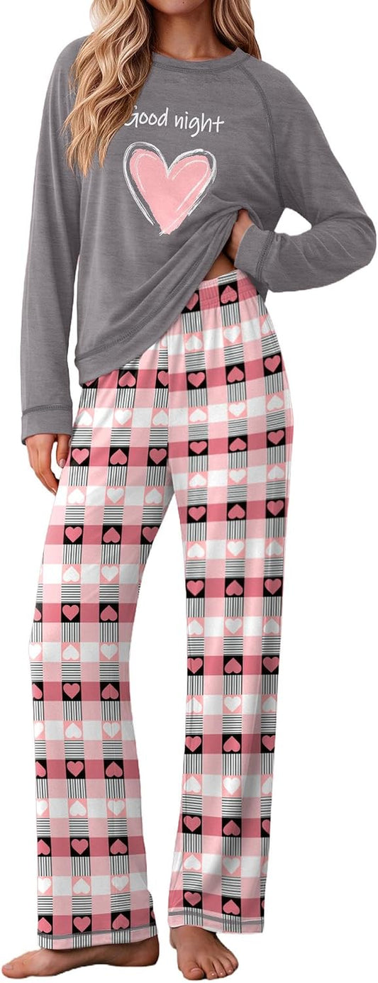 Ekouaer Womens Pajamas Long Sleeve Pjs Soft Loungewear 2 Piece Lounge Sets