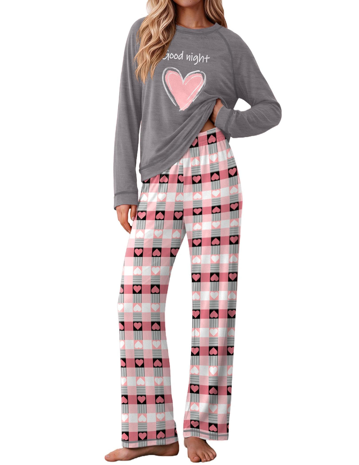 Ekouaer Womens Pajamas Long Sleeve Pjs Soft Loungewear 2 Piece Lounge Sets