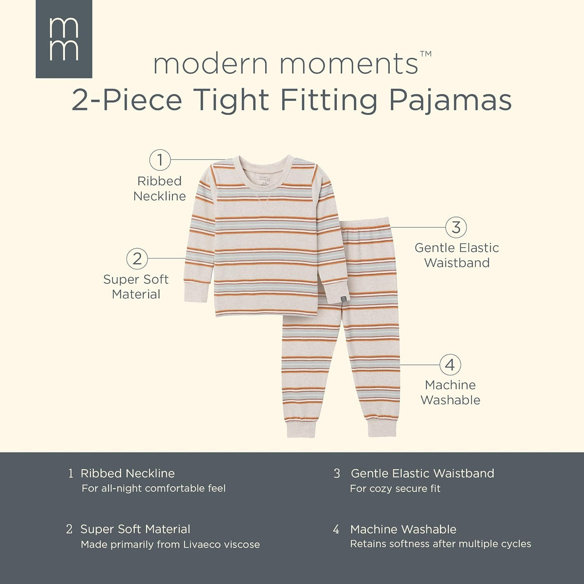 Modern Moments by Gerber Baby Toddler Hacci Snug Fit 2-piece Pajama Set