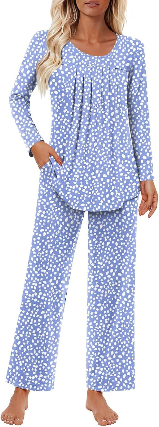 Findsweet Pajama Sets Women 2 Piece Long Sleeve Lounge Pj Sets Fall Outfits