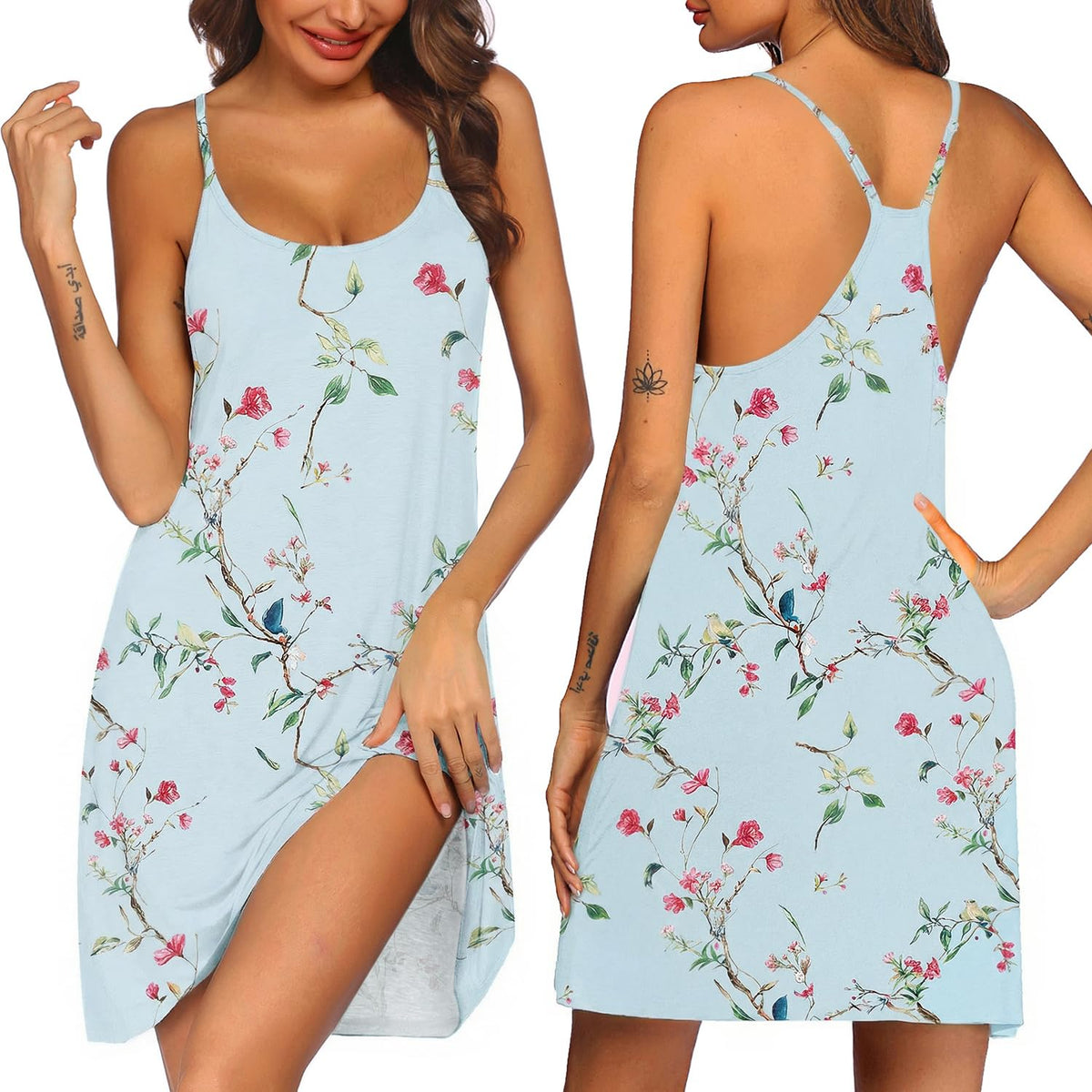 Ekouaer Women's Racerback Sleeveless Nightgown