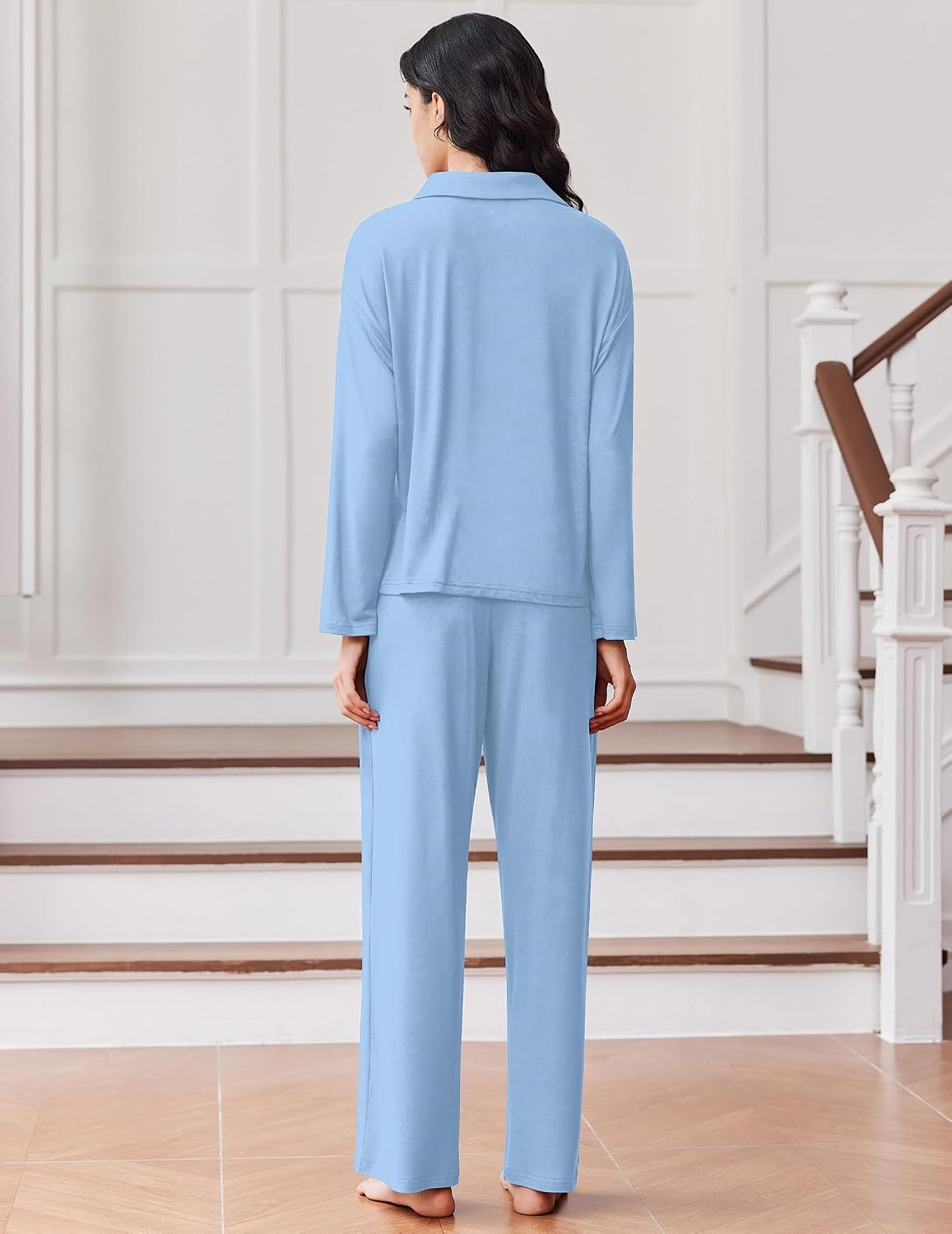 Ekouaer Pajamas for Women Set Button Up Pjs 2 Piece Long Sleeve Lounge Sets