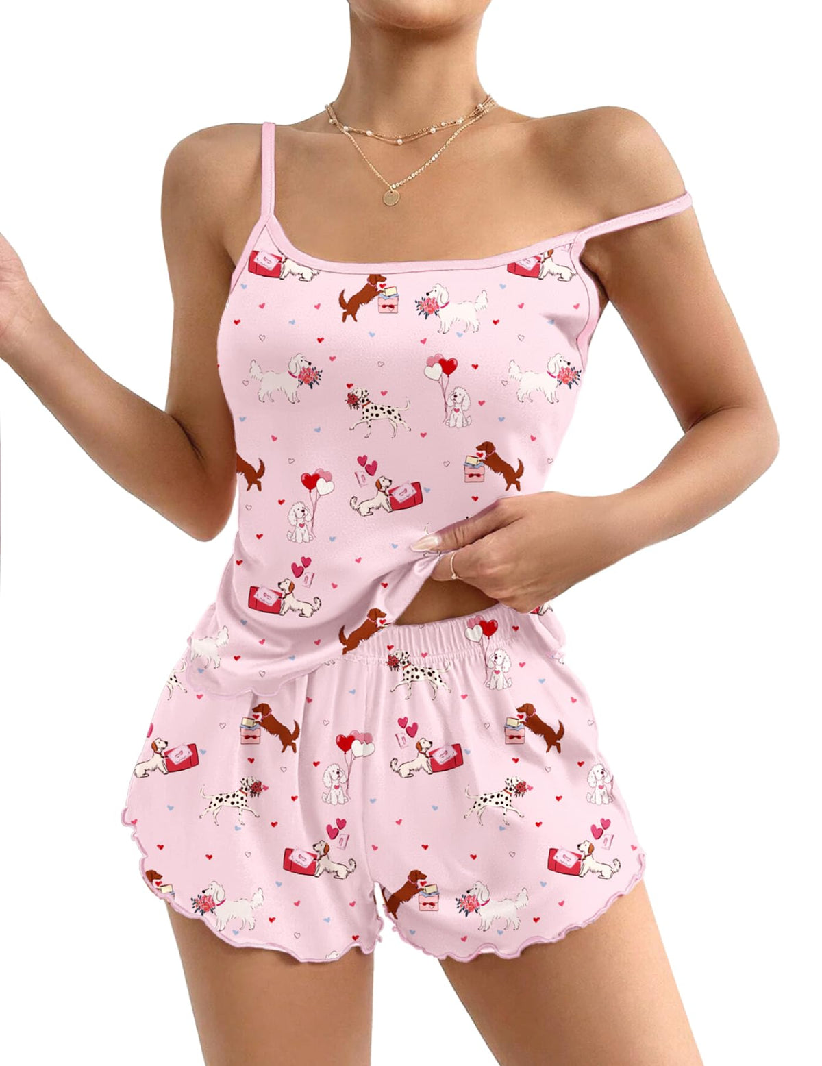 Ekouaer Womens Cami Pajama Set Cute Printed Camisole Shorts Sleepwear