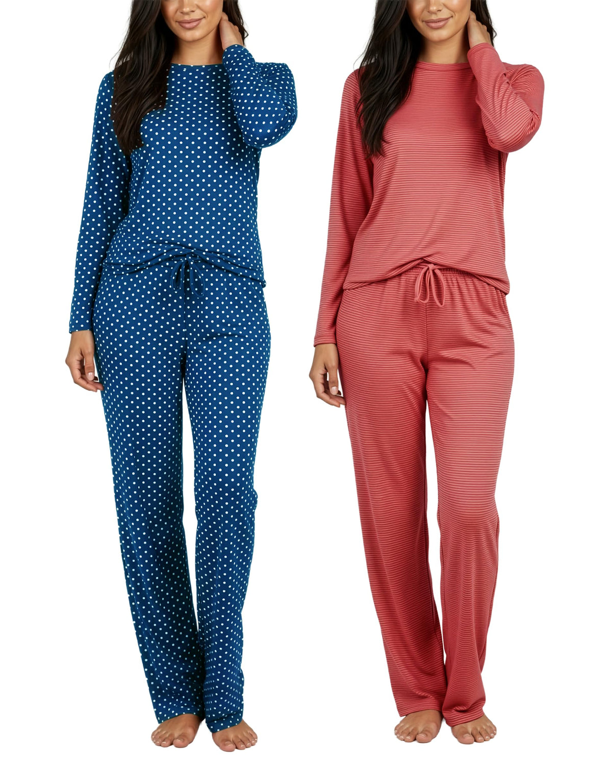 2 Pack Women's Pajama Sets Long Sleeve Sleepwear Comfy Cute Loungewear PJ