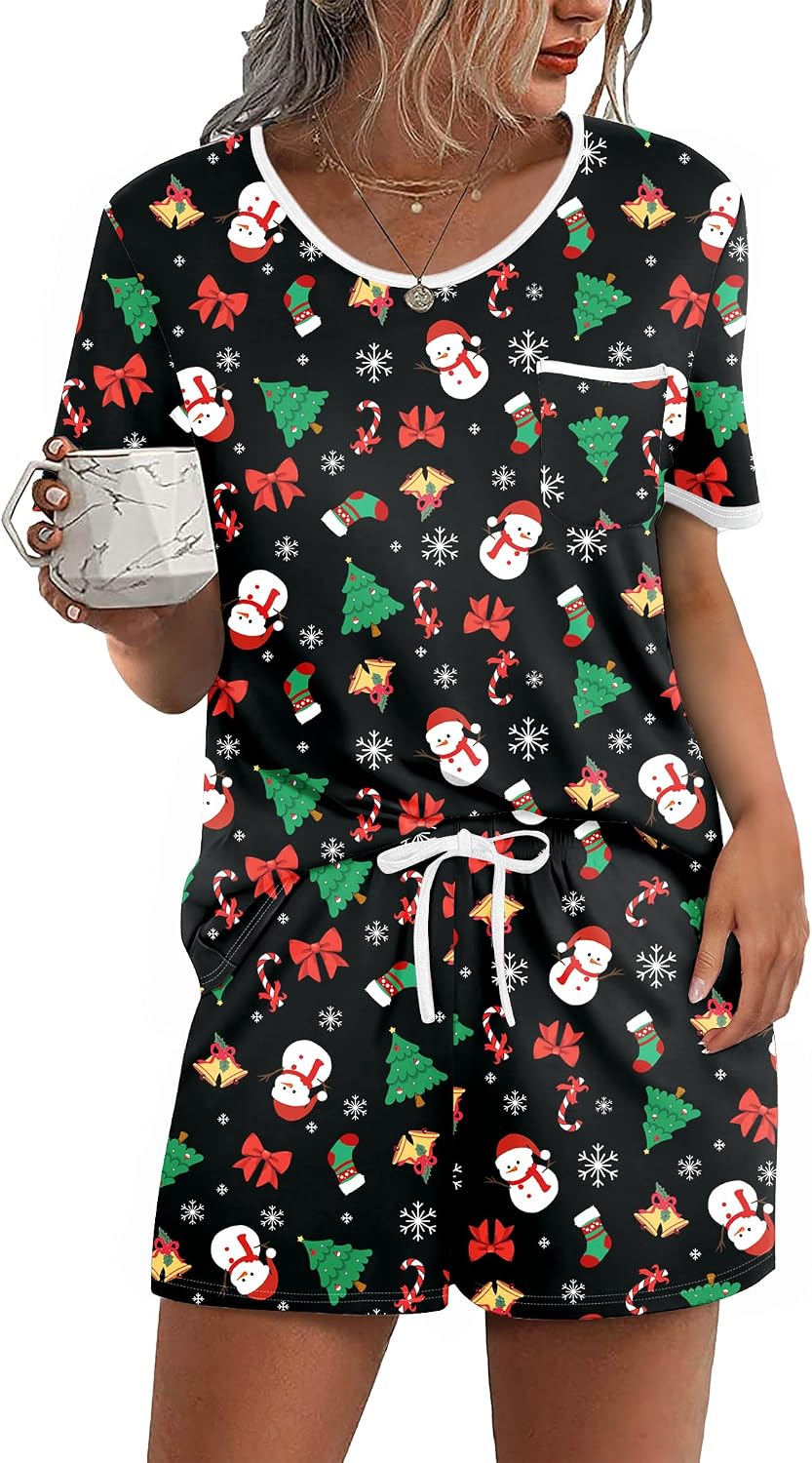 Ekouaer Pajamas for Womens Set 2 Piece Soft Sleepwear, Chest Pocket