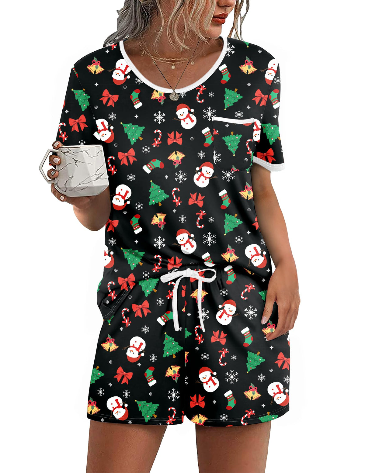 Ekouaer Pajamas for Womens Set 2 Piece Soft Sleepwear, Chest Pocket