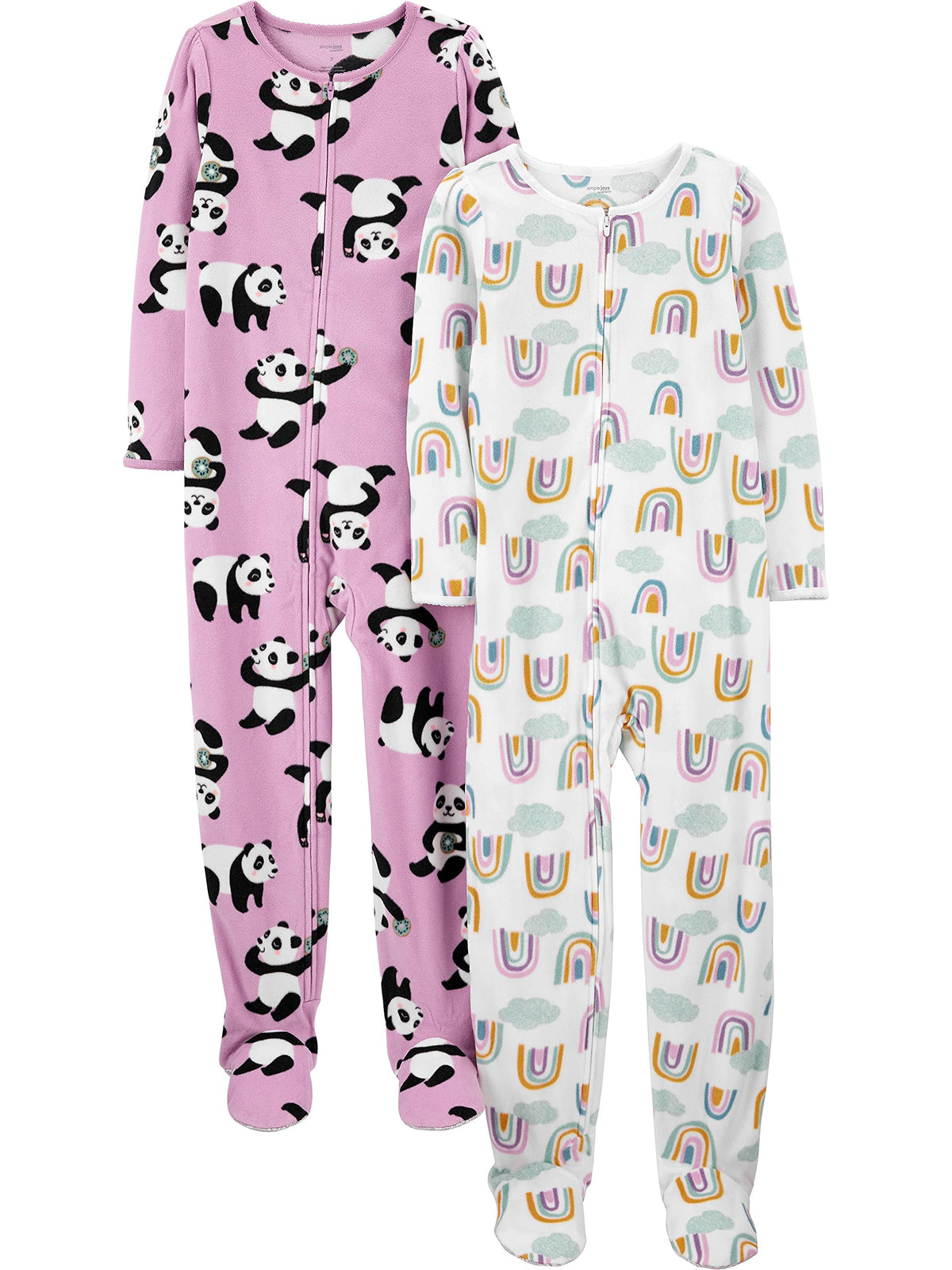 Simple Joys by Carter's Girls' 2-Pack Loose-fit Fleece Footed Pajamas