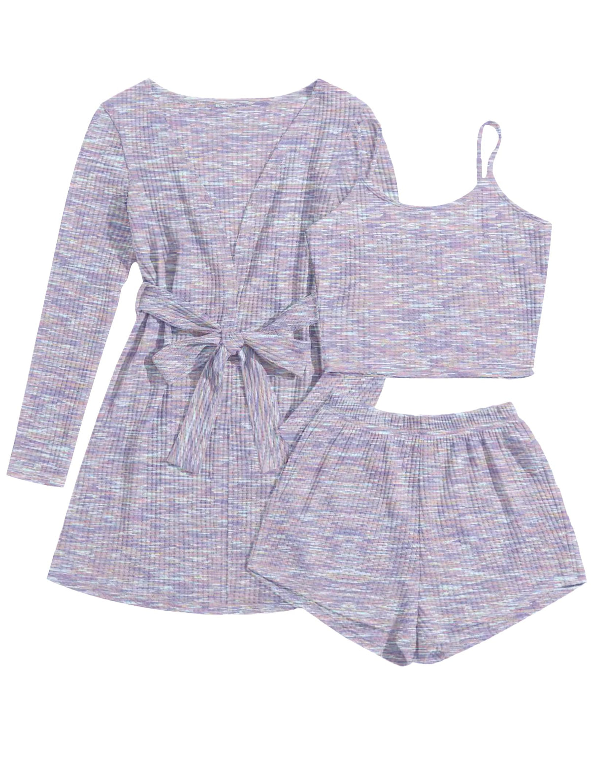 Ekouaer Pajamas for Women Set 3 Piece Soft Waffle Knit Loungewear Outfit