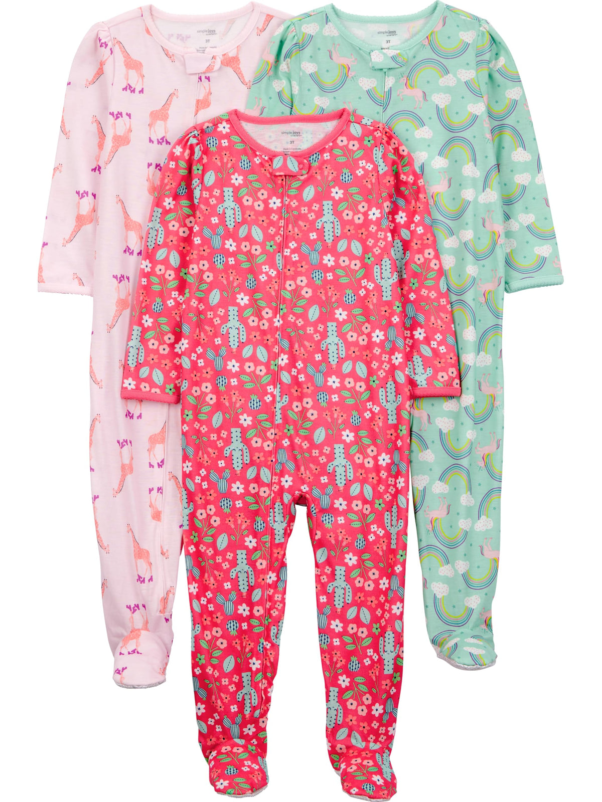 Simple Joys by Carter's baby-girls Loose-Fit Polyester Jersey Footed Pajamas