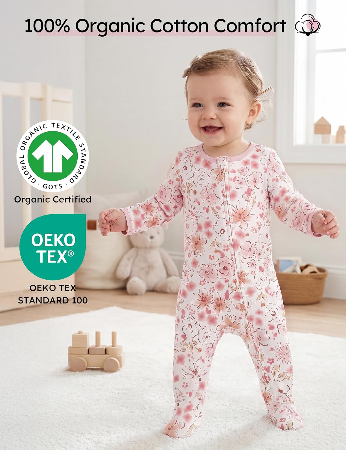 Yoofoss Baby Pajamas 100% Organic Cotton Newborn Sleepers Boy Girl Clothes