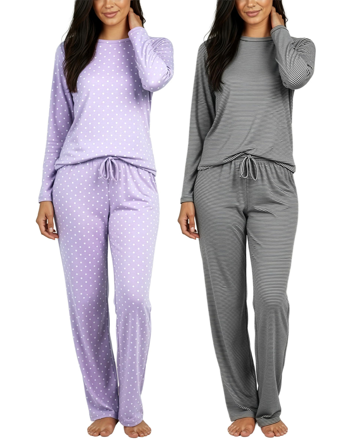 2 Pack Women's Pajama Sets Long Sleeve Sleepwear Comfy Cute Loungewear PJ