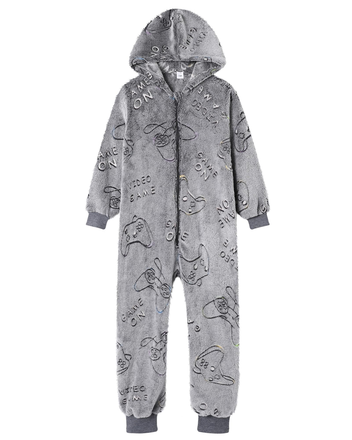 Boys Onesie Pajamas Cute Long Sleeve Fleece Jumpsuit with Hooded Fall
