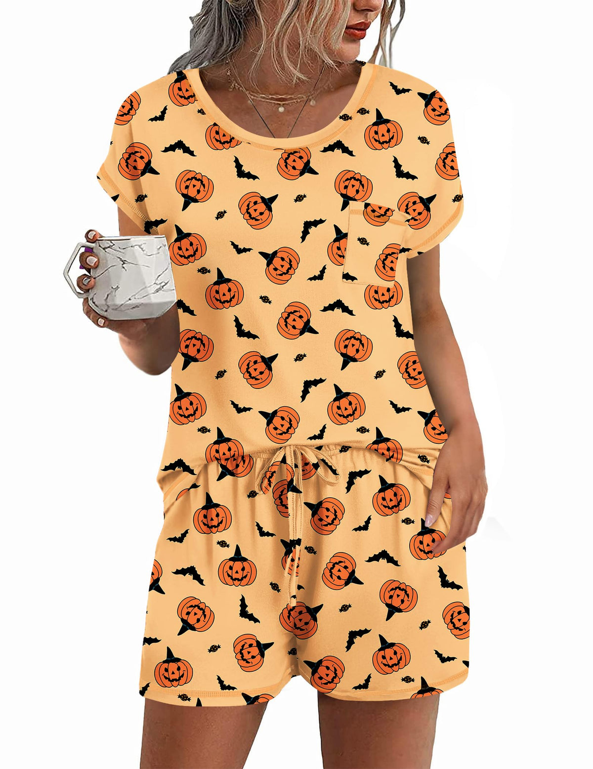 Ekouaer Womens Pajama Sets 2 Piece Pjs Short Sleeve Top and Shorts