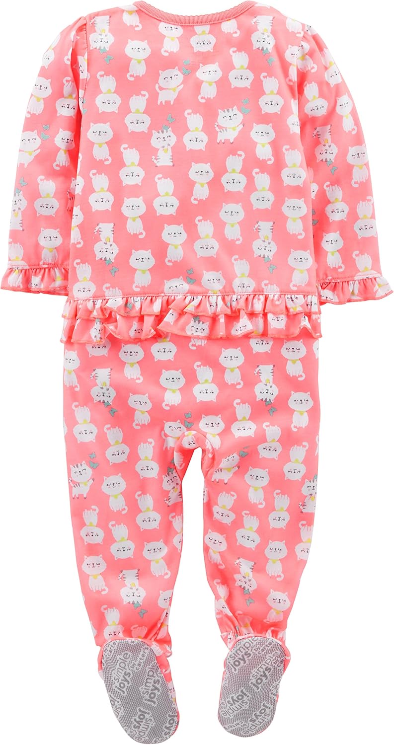 Simple Joys by Carter's baby-girls Loose-Fit Polyester Jersey Footed Pajamas