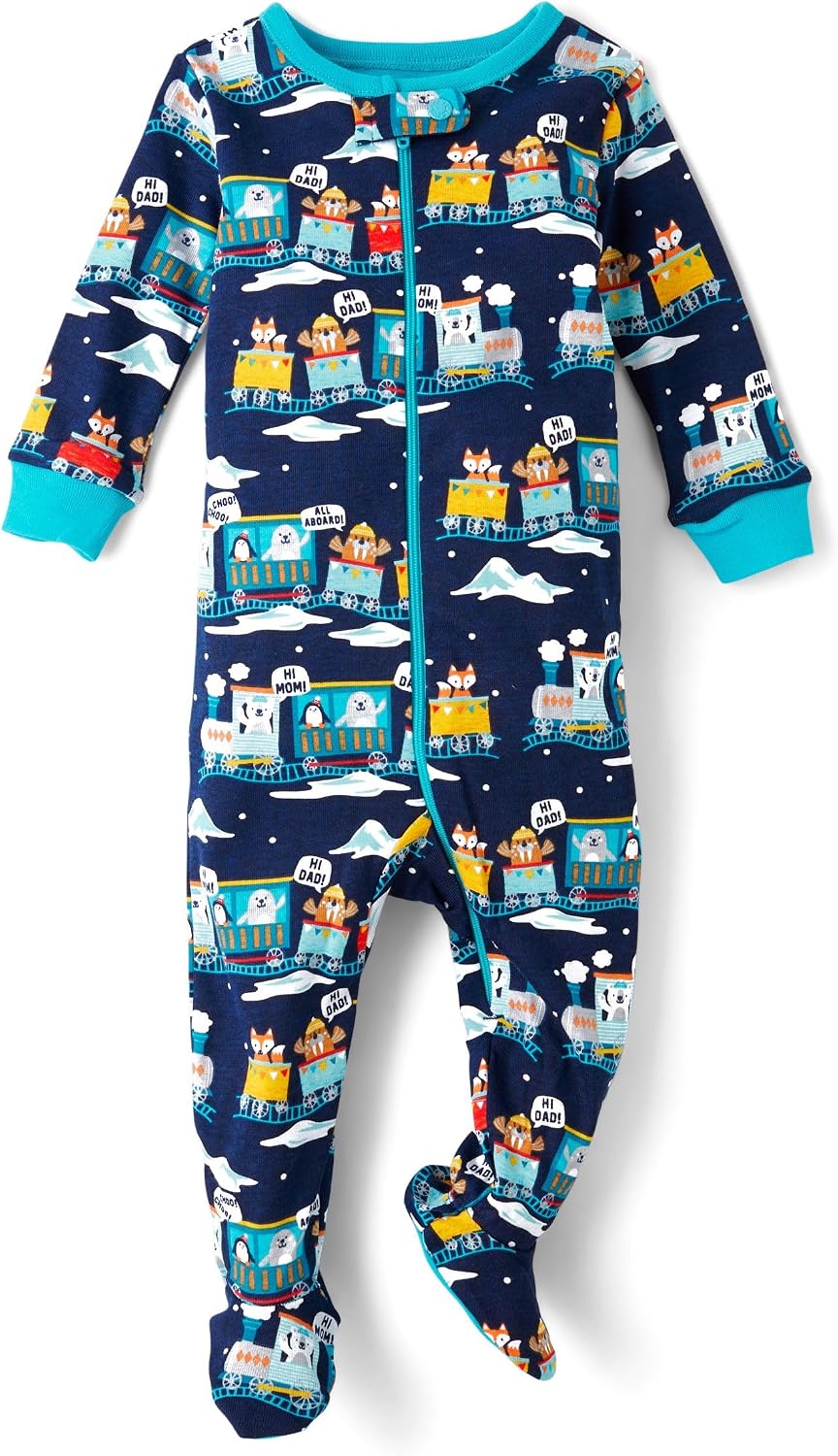 The Children's Place Baby Boys' And Toddler Long Sleeve 100% Cotton Zip-front One Piece Footed Pajama