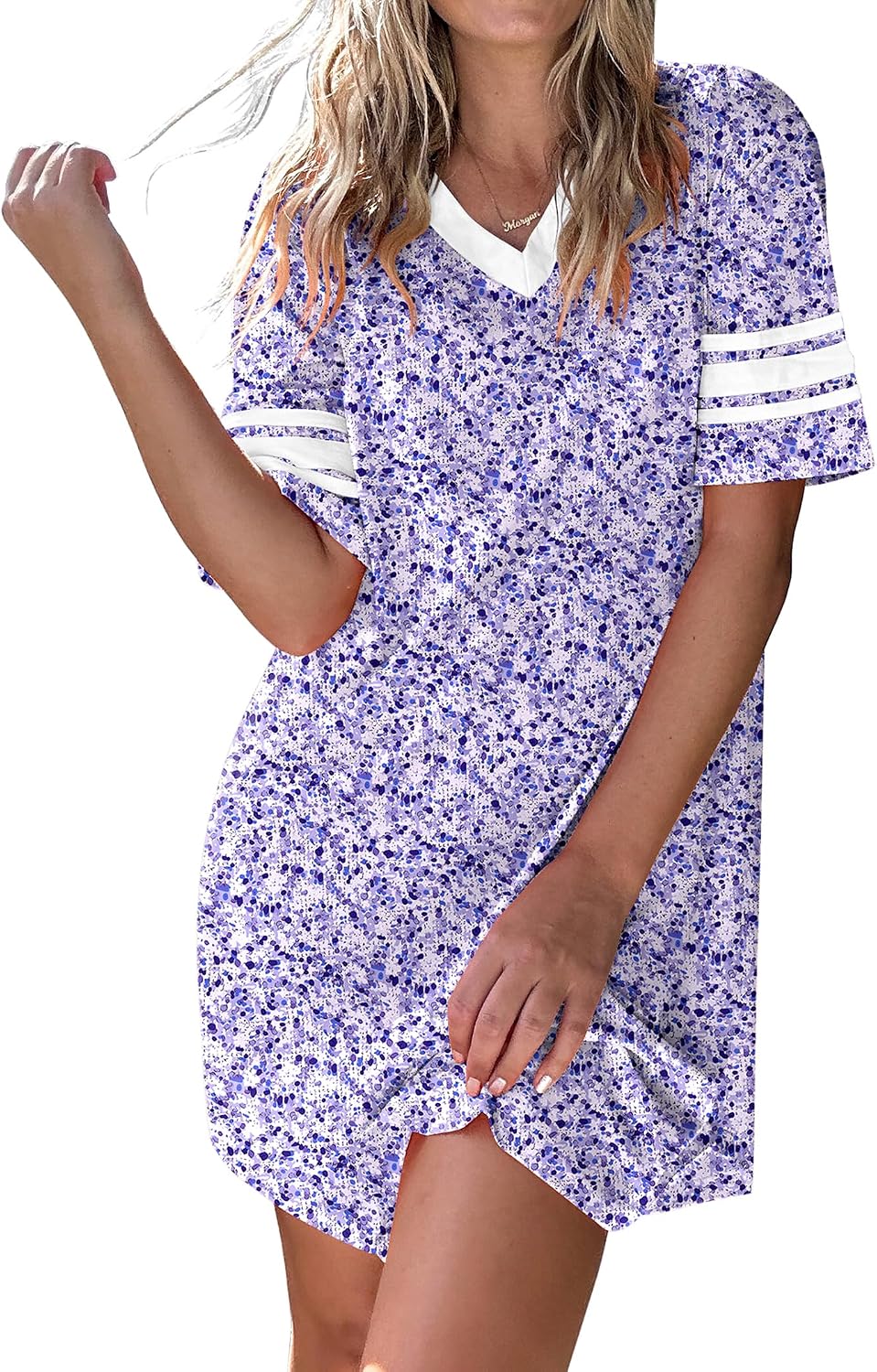 Ekouaer Nightgowns for Women Cotton Night Gowns Short Sleeve Sleepwear