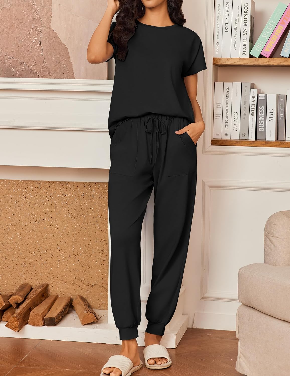 Ekouaer Womens Pajama Sets 100% Cotton Pjs 2 Piece Jogger Pants Lounge Sets