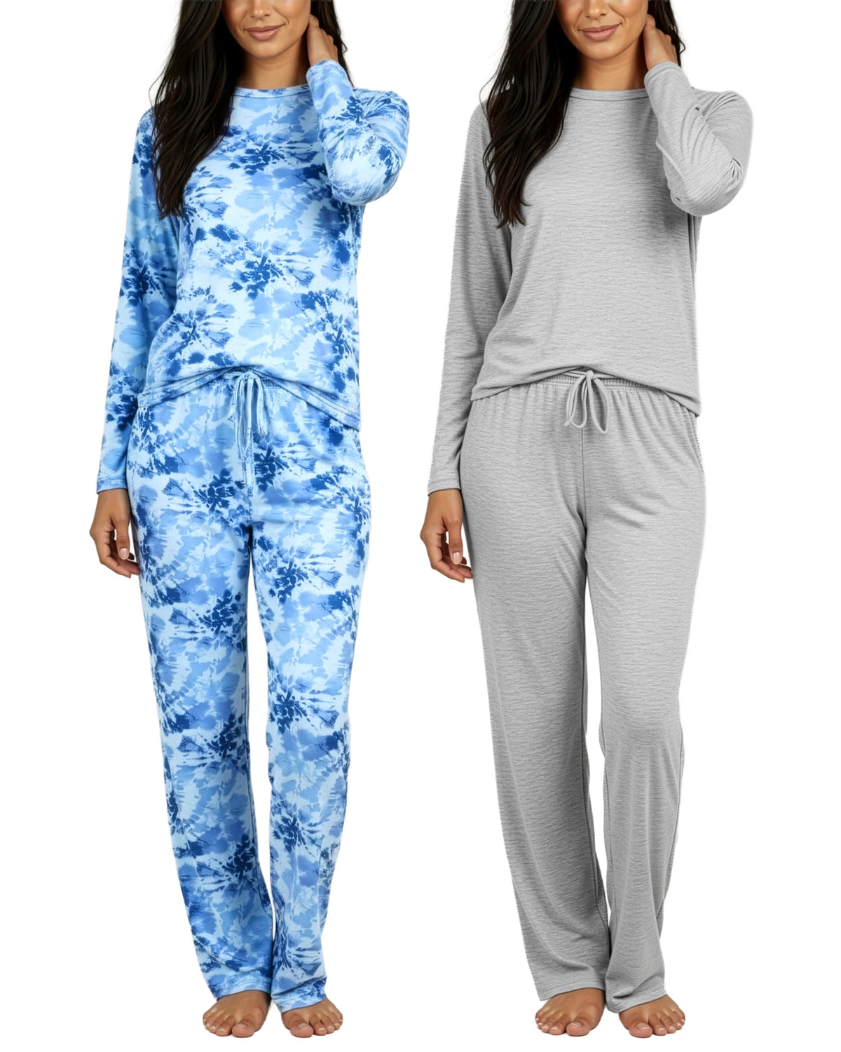 2 Pack Women's Pajama Sets Long Sleeve Sleepwear Comfy Cute Loungewear PJ