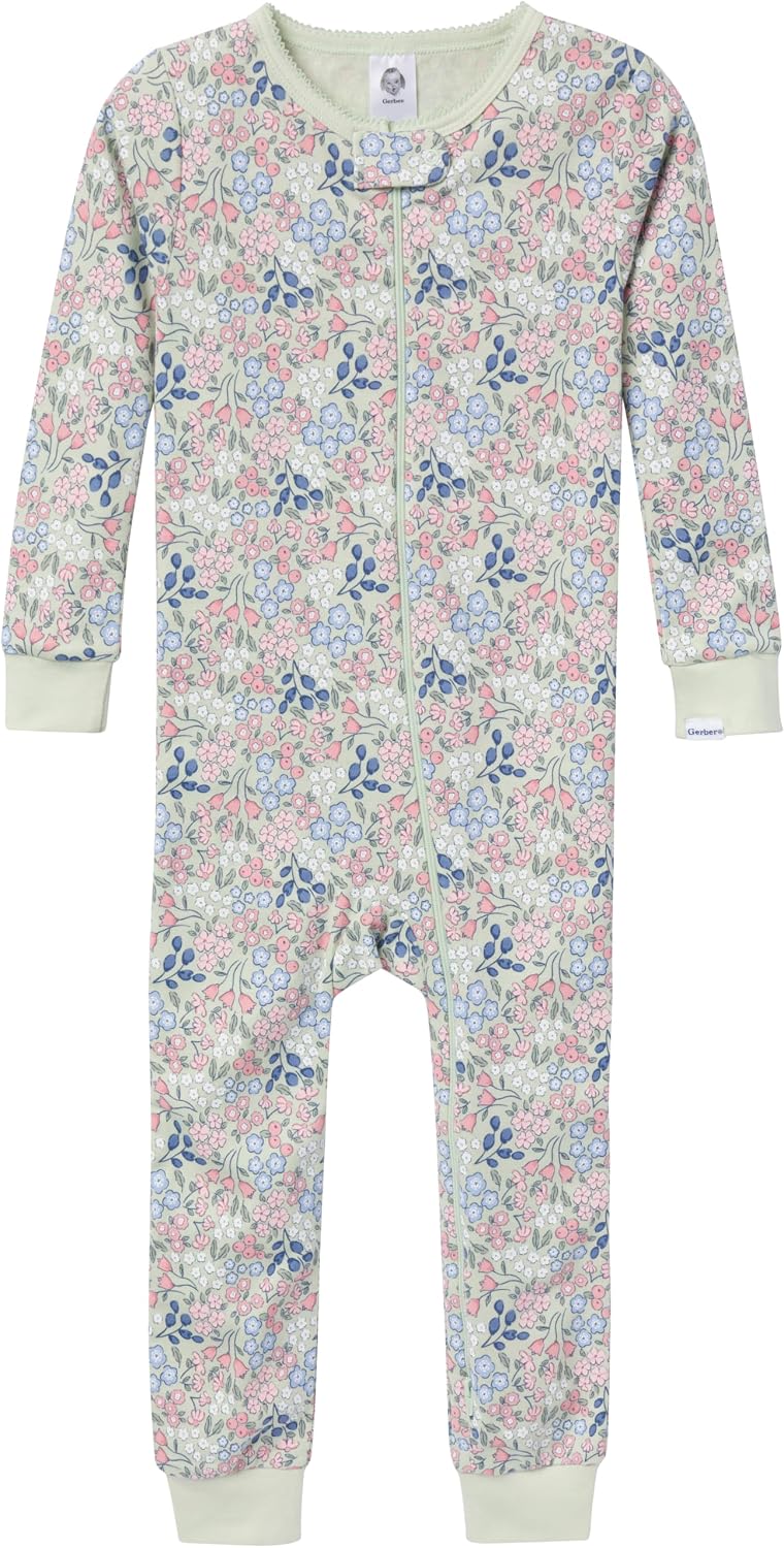 Gerber Baby Girls 3-Pack Snug Fit Footless One Piece Cotton Pajamas