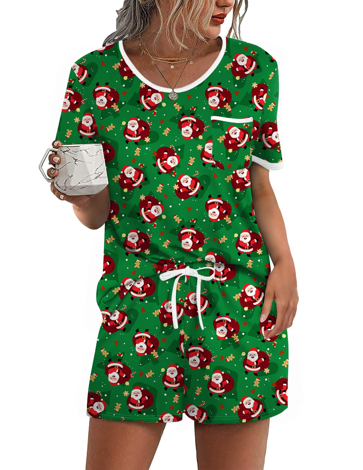 Ekouaer Pajamas for Womens Set 2 Piece Soft Sleepwear, Chest Pocket