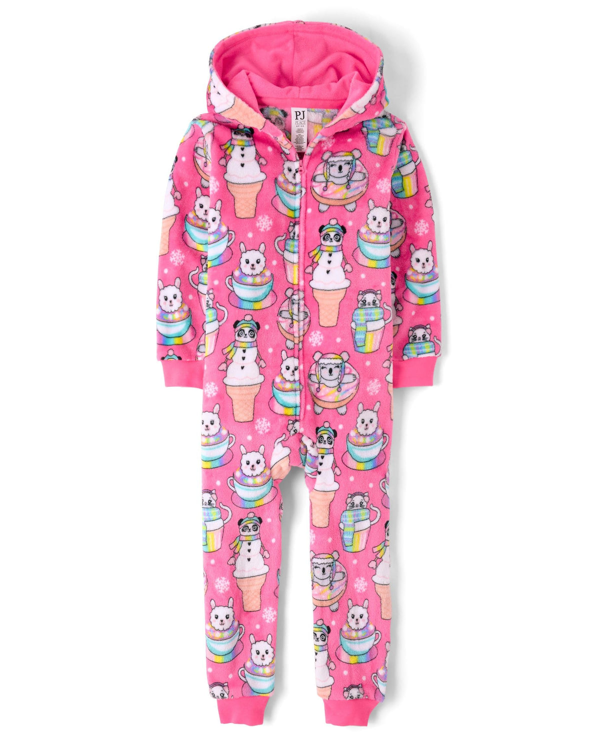 The Children's Place Girls' Long Sleeve Fleece Zip Up One Piece Pajama