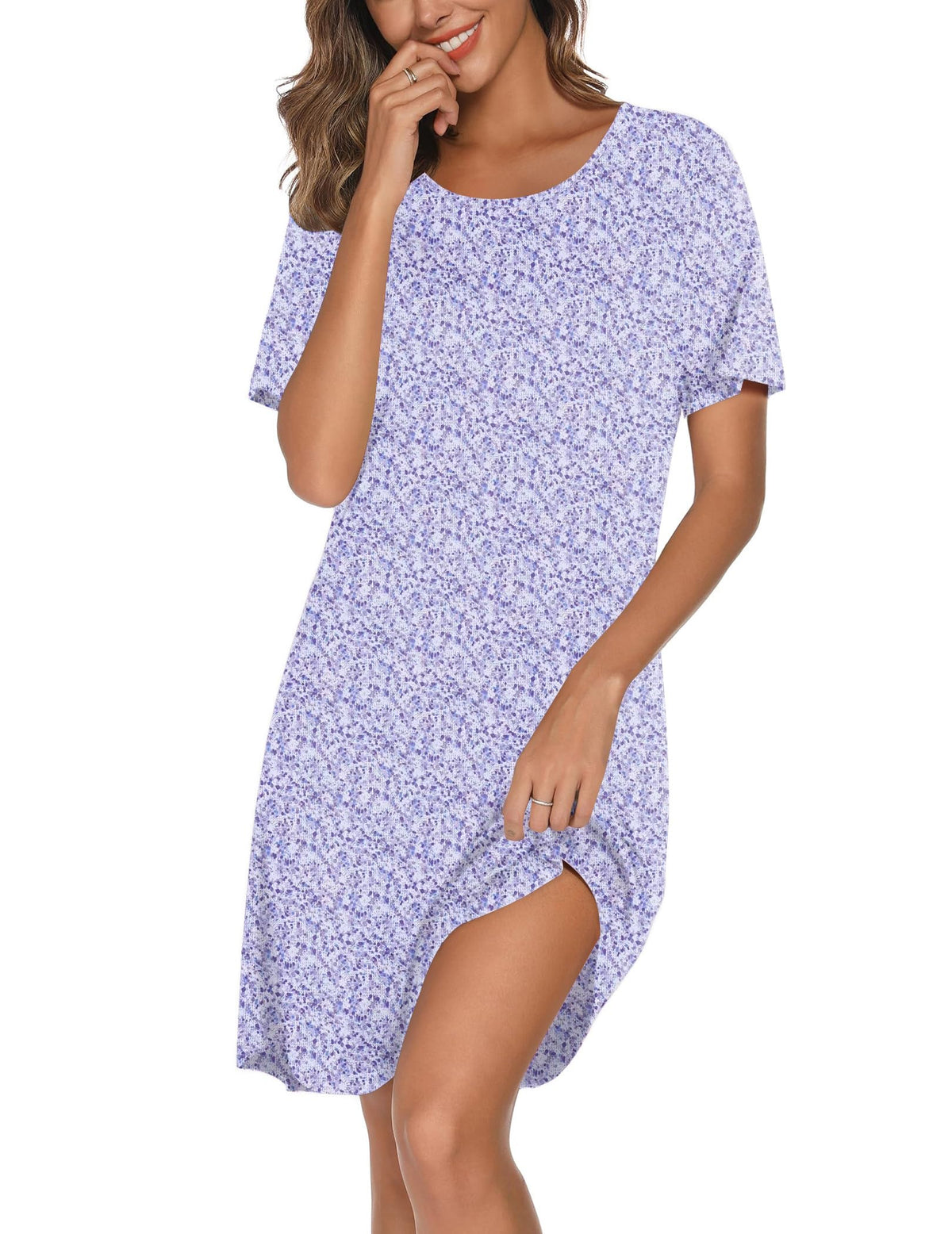 Ekouaer Cotton Nightgowns for Women Short Sleeve Sleepshirts Soft Sleepwear