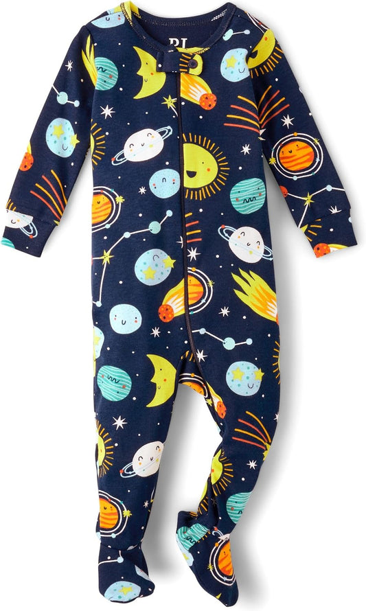 The Children's Place Baby Boys' And Toddler Long Sleeve 100% Cotton Zip-front One Piece Footed Pajama