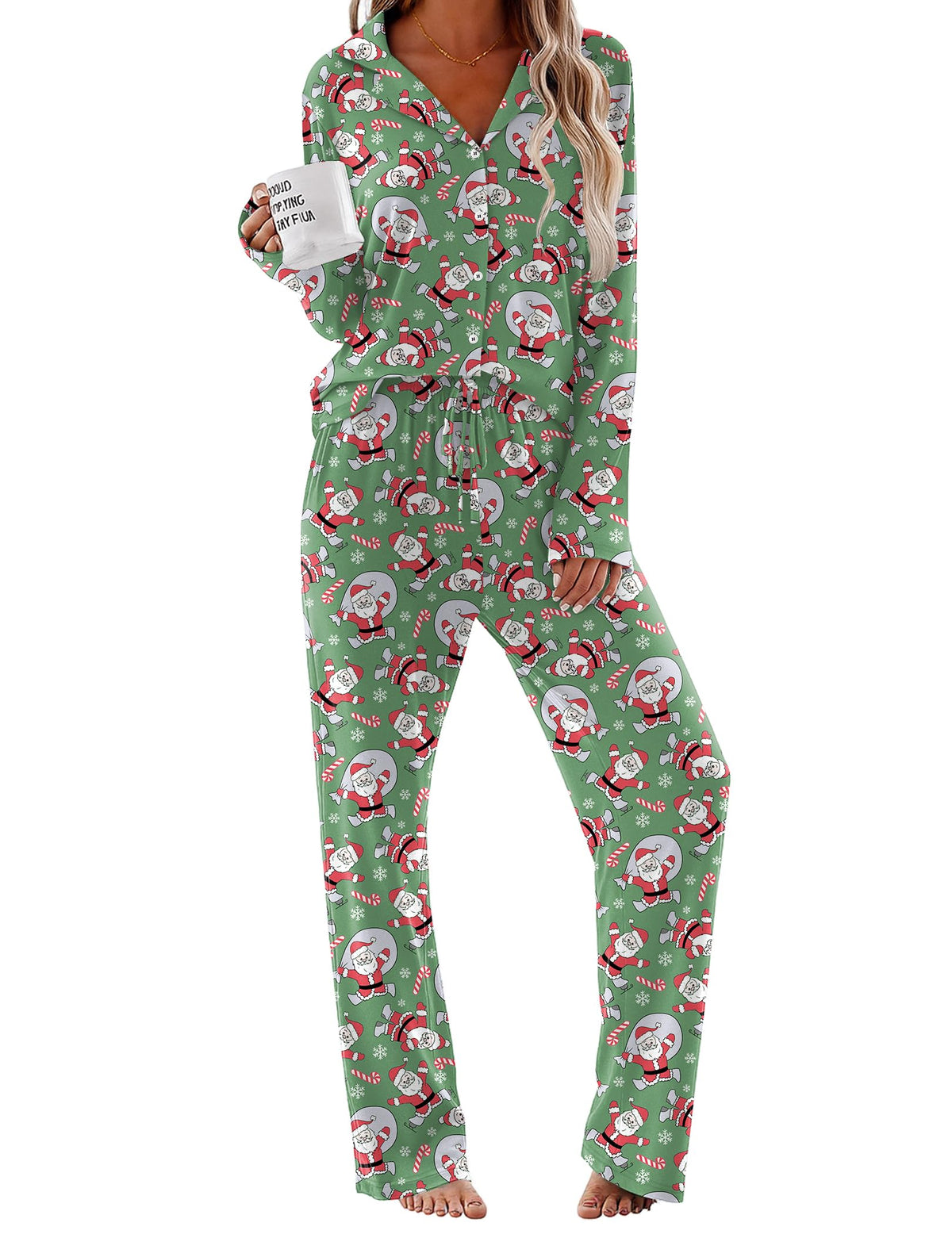 Ekouaer Pajamas for Women Set Button Up Pjs 2 Piece Long Sleeve Lounge Sets
