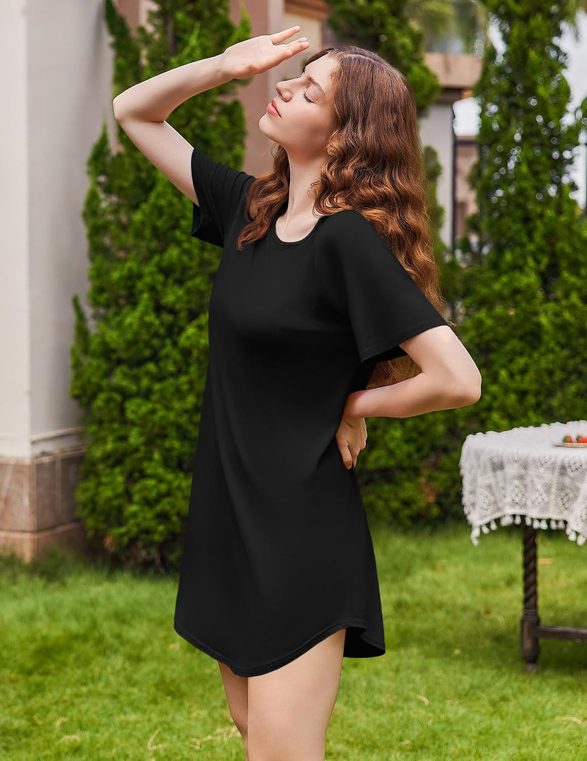 Ekouaer Nightgowns for Women Bamboo Viscose Sleep Shirt Cooling Pajamas